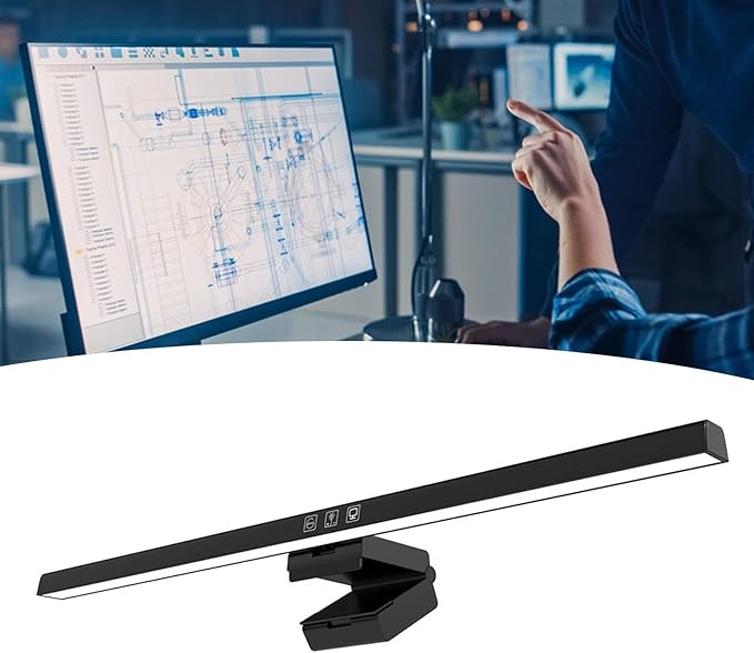 Computer Monitor Lamp, Screen Monitor Light Bar for Eye Caring, USB Reading LED Task Lamp with Auto Dimming, Touch Control, No Glare Eye Protection Home Office Desk Lamps (Black)