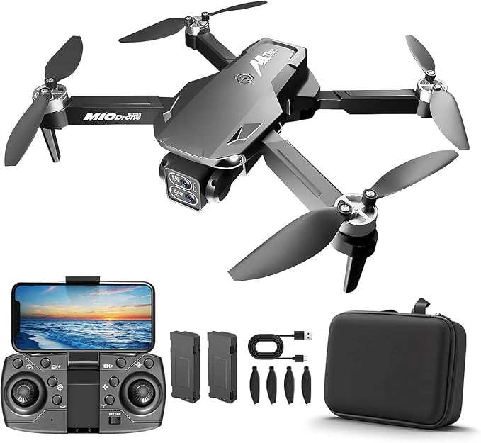 Drone with Camera 2K Brushless Motor Mini Drone 3D Flip FPV RC Drone One-Key Take Off/Landing 2 Batteries Foldable Drones with Camera for Adults Under 249g