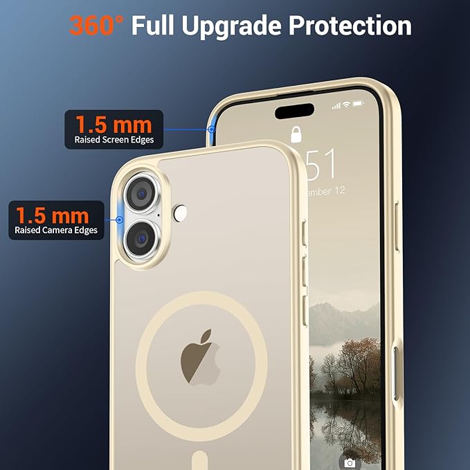 SUPFINE Magnetic for iPhone 16 Plus Case (Compatible with MagSafe) (Military Grade Drop Protection) Slim Translucent Matte Shockproof with Anti-Fingerprint Phone Case,Antique White