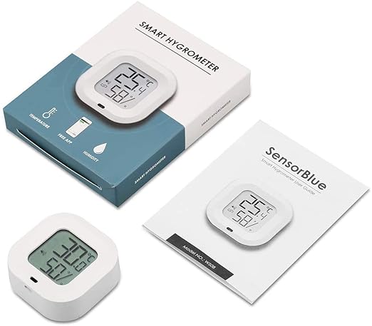 Wireless Thermometer Hygrometer for iPhone/Android, Smart Bluetooth Humidity Temperature Sensor with Alarm and Data Storage for Green House Guitar Camera Storage Humidor Incubator Monitor
