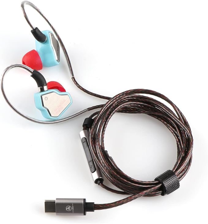Linsoul 7Hz Salnotes Zero HiFi 10mm Dynamic Driver in-Ear Earphone IEM with Metal Composite Diaphragm Stainless Steel Faceplate Detachable 2Pin OFC Cable (Blue, with Mic, Type C)