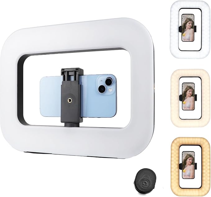 Ring Light for Phone with Video Rig, LED Video Light Kit, 8000mAh Battery, Bluetooth Remote, Adjustable Brightness and Color for Selfie, Phone Photography, TikTok, YouTube, Vlogging (LED Pro)