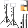 NEEWER Basics 2 Pack LED Video Light Panel Lighting Kit, 6.2" Dimmable Portable Studio Light with 53" Tripod Stand, 3200K-5600K/CRI95+ 810lux for Photography Video Recording Streaming Podcast, BP132