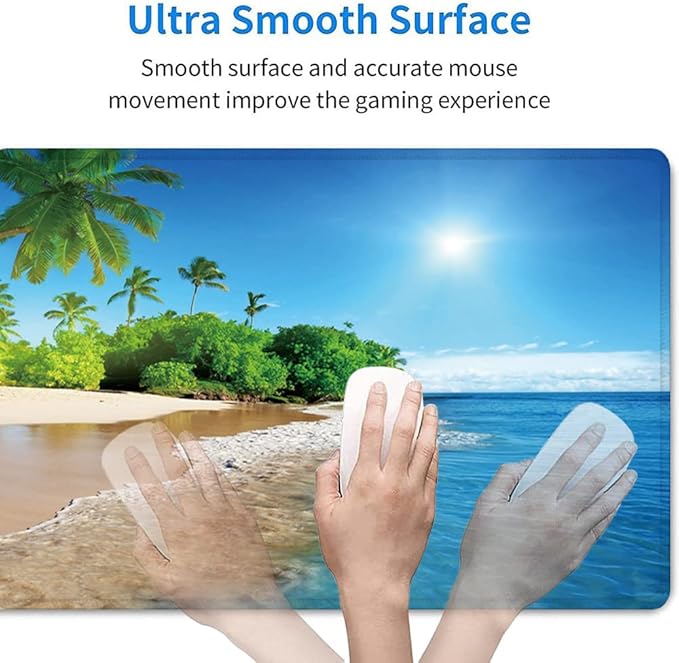31.5x11.8 Inch Non-Slip Long Extended Large Gaming Mouse Pad with Stitched Edges XL Laptops Keyboard Mouse Mat(Beach View)
