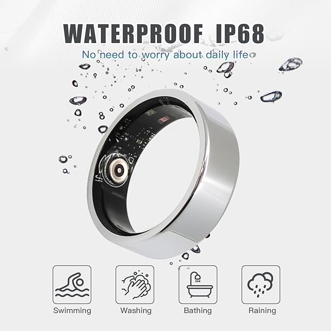 Smart Ring Health Tracker for Women Men, Sleep Tracker with Heart Rate and Blood Oxygen, Fitness Ring for Activity Monitoring, 15 Days Battery, No Subscription, Titanium Alloy (Black, #11)