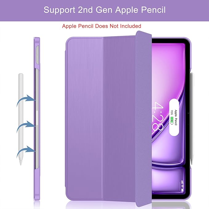 Soke Case for iPad Air 13 Inch (M3/M2) 2025/2024,iPad Pro 12.9 2022 2021(6th 5th Generation) - [Slim Trifold Stand + Auto Wake/Sleep],Protective Hard PC Back Cover (Lilac)