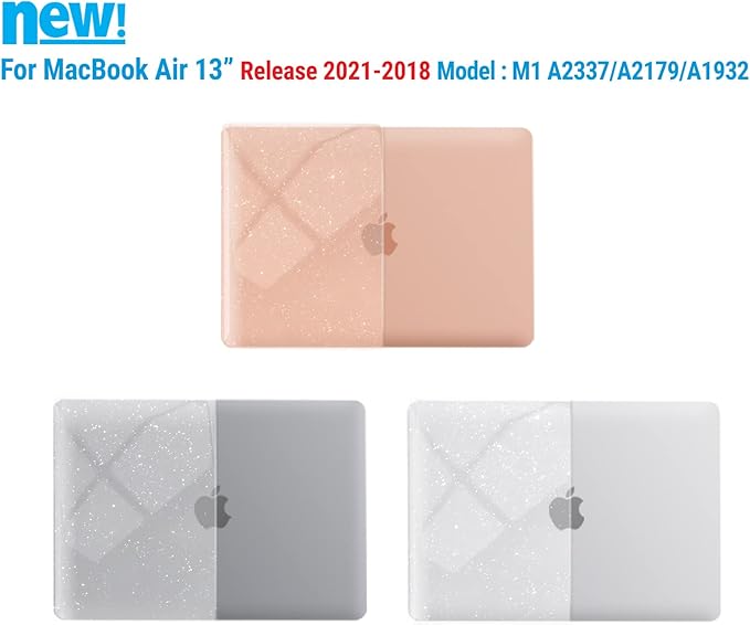 IBENZER Compatible with New MacBook Air 13 inch Case 2022 2021 2020 M1 A2337 A2179 A1932, Plastic Hard Shell Case with Keyboard Cover for Mac Retina Display with Touch ID, Star Clear, AT13-S-CL+1