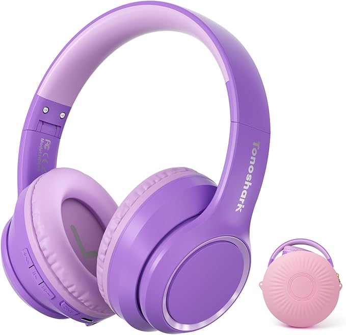 TONOSHARK Kids Bluetooth Headphones with Active Noise Cancelling, Wireless Over-Ear Headphones for Boys Girls, Foldable, Adjustable, 40H Playtime, Mic for School Travel(Purple)