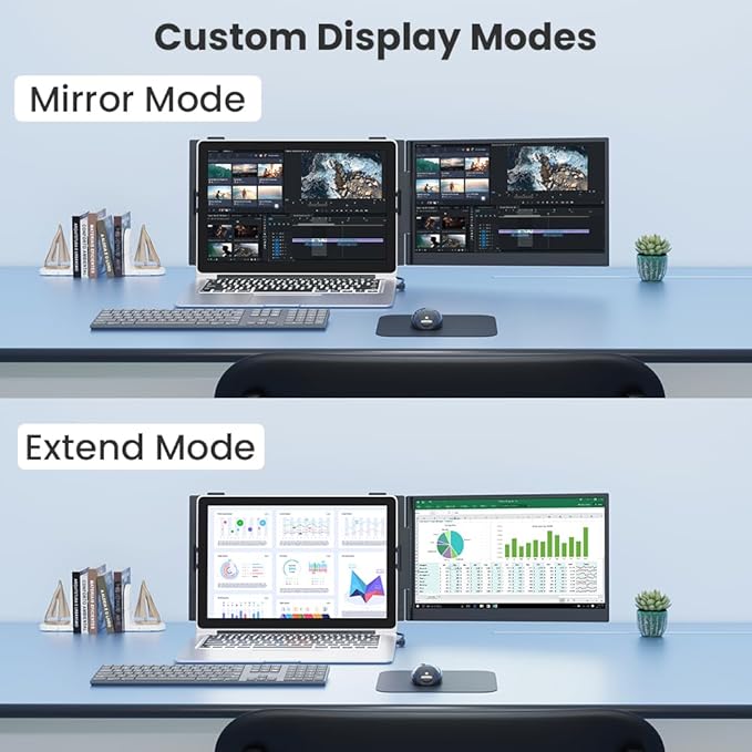 Hyangin Laptop Screen Extender 14-inch, 2026 Upgraded Ultra-Slim 1080P Laptop Monitor Extender, Ultra-Light Dual Screen Portable Monitor for 13-17.3" Laptops, Compatible with Windows/Mac/Linux/Chrome