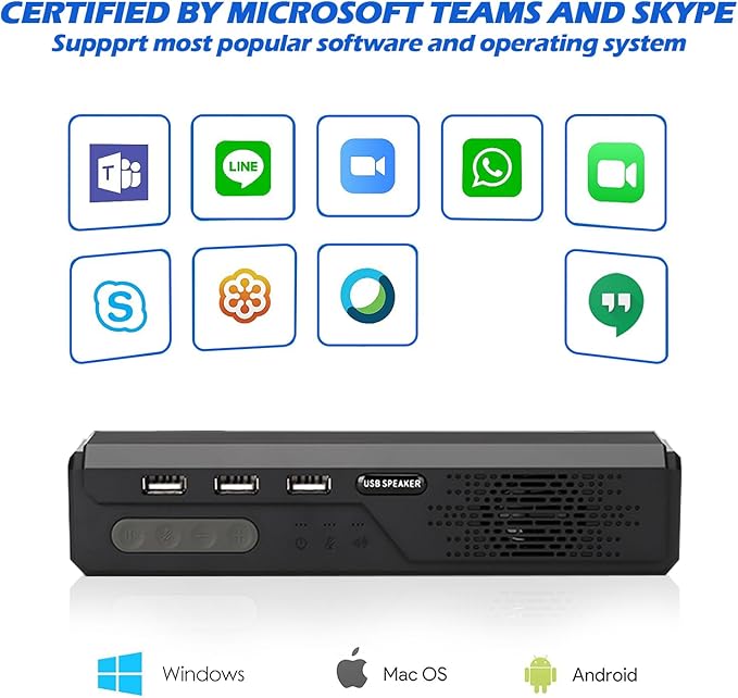 3 in 1 USB Computer Speaker with Microphone, PC Laptop Desktop Conference Speaker with Mic for Smart Home Office and Online Study，360 Degree Enhanced