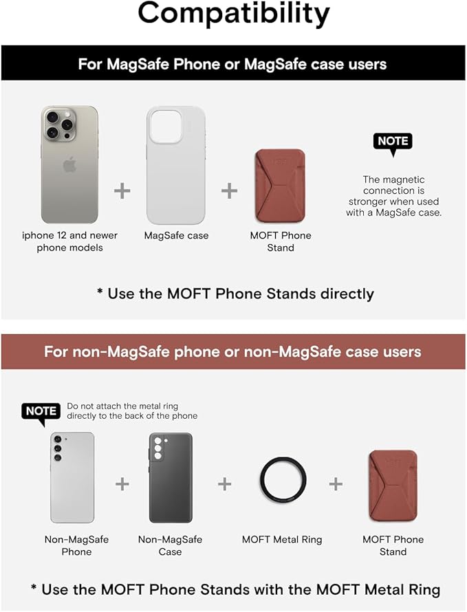 MOFT Magnetic Wallet Stand Compatible with iPhone 17/16/15/14/13/12 Series, Angle Adjustment & Magsafe Compatible MOVAS Phone Stand,Sienna Brown
