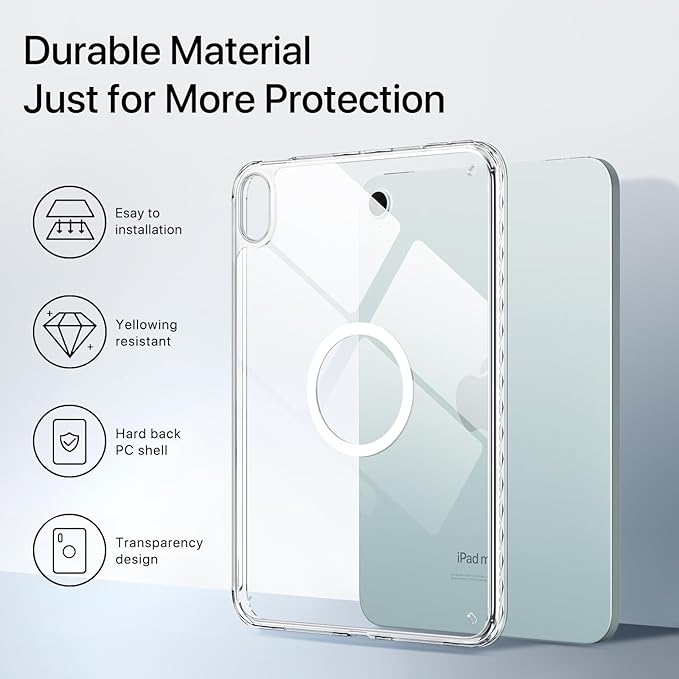 Case for iPad mini A17 Pro, iPad mini 6 case, Compatible with Magsafe, Clear Back with TPU Frame, Slim Lightweight Protective Case for 8.3“ iPad mini (Clear)