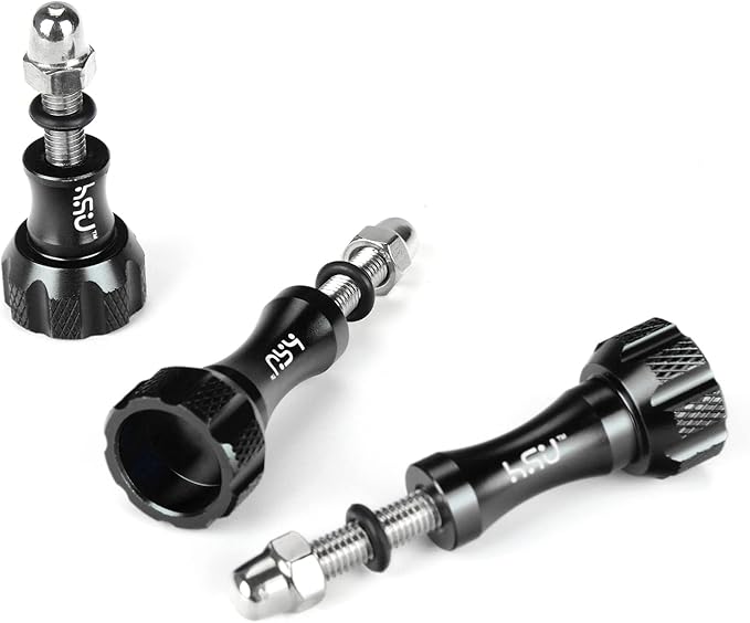 HSU Aluminum Thumbscrew Set + Wrench for Gopro Hero 13, 12, 11, 10, 9, 8, 7, 6, 5, 4, 3, AKASO Campark and Other Action Cameras (Black,3Pcs)