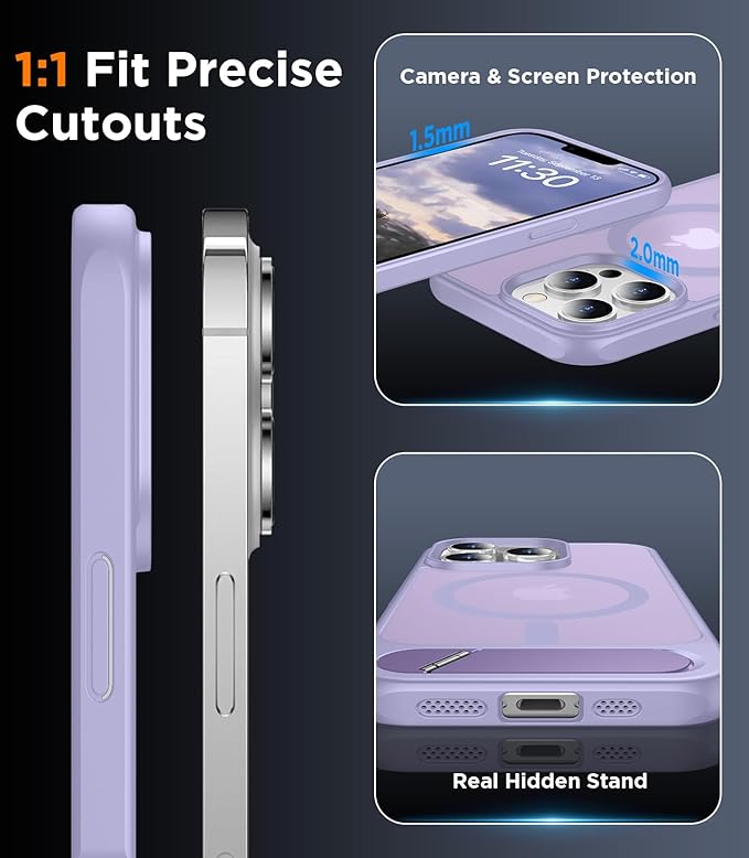 Magnetic Compatible with iPhone 13 Pro Max Case, [Built-in Invisible Kickstand][Compatible with MagSafe] [Military Grade Shockproof] Slim Translucent Matte Phone Case for iPhone 13 Pro Max 6.7"