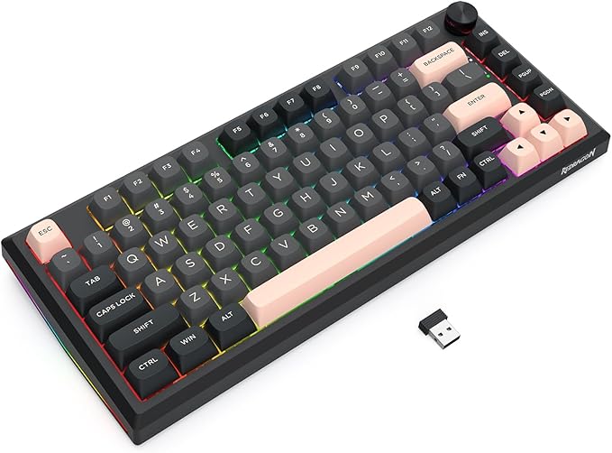 Redragon K687 PRO Wireless CNC Gasket Gaming Keyboard, 81 Keys Mechanical Keyboard w/Premium CNC Aluminum Board, Easy-Control Knob, 5-Layer Noise Dampening, Custom Linear Switch, Round PBT Keycaps