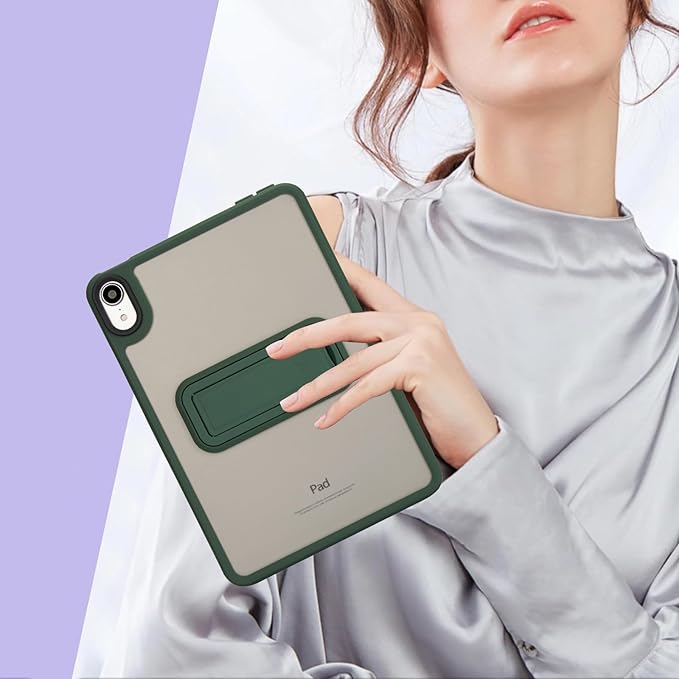 Shockproof Case for iPad mini 7th/6th Generation (2024/2021 8.3-inch), Kickstand Slim Fit Rugged Bumper Lightweight Anti-Scratch Bumper Case Cover for Women Men, Green