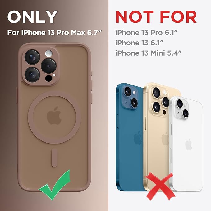 CAPRARO CAPRRO Magnetic for iPhone 13 Pro Max Case, [Compatible with MagSafe] [Full Camera Protection] Shockproof Protective Slim Translucent Matte Phone Case for iPhone 13 Pro Max 6.7'', Brown