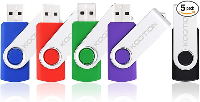 KOOTION 5 Pack 32GB Flash Drive USB 2.0 Thumb Drive Backup Memory Swivel Stick USB Drive (5 Mixed Color, 32G)