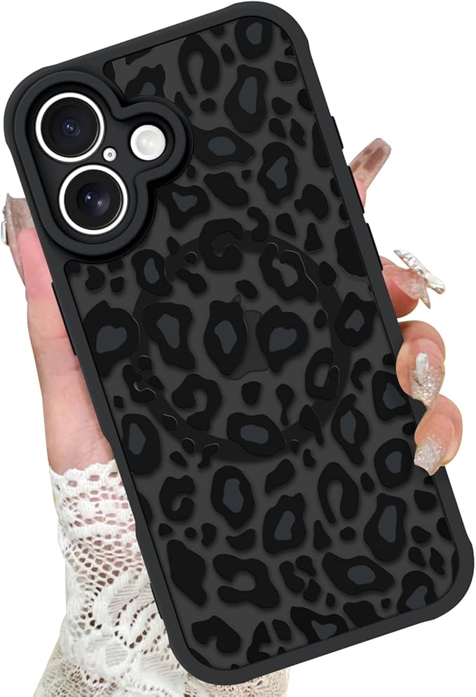 KANGHAR Case for iPhone 16 Phone Case [Compatible with Magsafe] Leopard Printed Pattern Cute Cheetah Protective Magnetic Case for Girls Women Men 6.1"