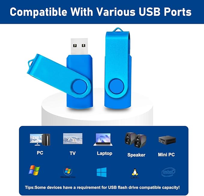 4GB USB Flash Drive 20 Pack Nicepicten Zip Drive USB 2.0 Thumb Drive Memory Stick FAT32 USB Jump Flash Drive Bulk - 4GB Blue