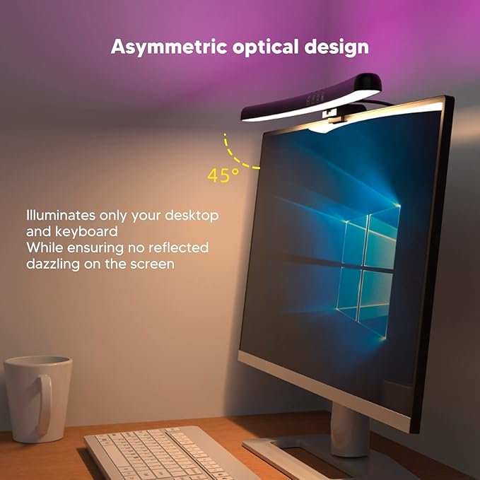 LICAEVEY Computer Monitor Lamp, Screen Monitor Light Bar for Eye Caring, USB Reading LED Task Lamp with Touch Control Dimming, No Glare, Monitor Light Bar for Curved Monitors, Space Saving