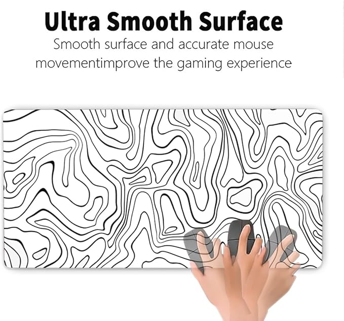 Large Mouse Pad - Gaming Mouse Pad with Stitched Edges(60x30cm), No-Slip Base, Waterproof Desk Pad for Keyboard and Mouse (Line White,23.6x11.8 inch)
