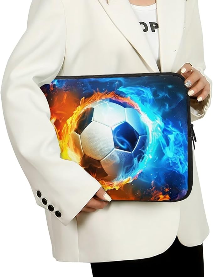 Water and Flame Football Laptop Protective Sleeve for Men Boys Computer Sleeve 17 inch Laptop Case Bag Portable Computer Carrying Case Suitable GITS for Teens