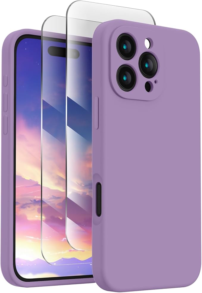 FireNova Designed for iPhone 16 Pro Case, Silicone Upgraded [Camera Protection] Phone Case, Soft Anti-Scratch Microfiber Lining Inside, 2024, Light Purple