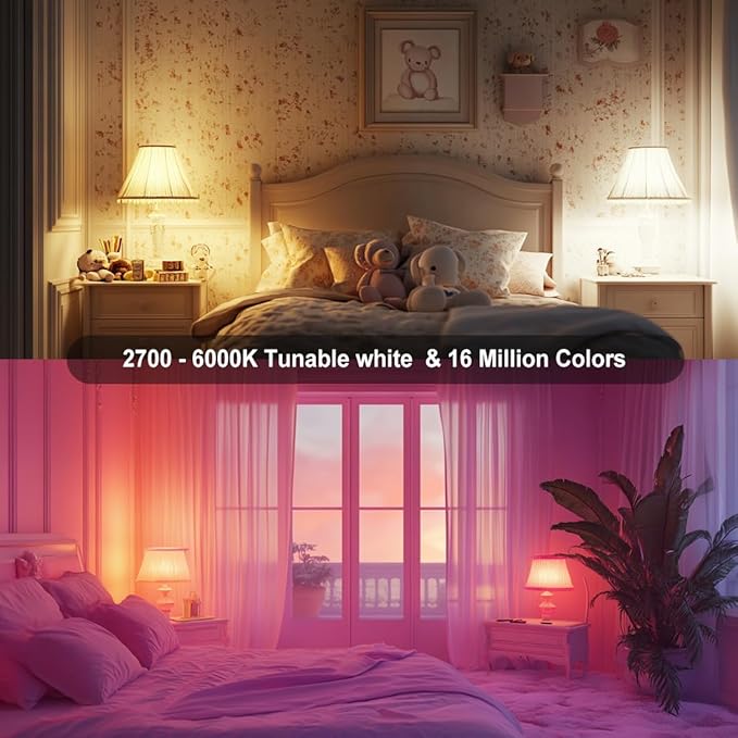 MELPO Smart RGB Light Bulbs Work with Alexa, 12W(130W Equivalent), 2700K-6000K，A19 E26 Bluetooth Color Changing Light Bulb, 16 Million Colors-DIY Flash/Fade - Timing-DIY Scenes- Music Sync (8 Pack)