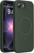 Miracase Magnetic for iPhone 17e Case & iPhone 16e Case, [Soft Anti-Scratch Microfiber Lining], Compatible with MagSafe, Silicone Shockproof Protection Phone Case for iPhone 17e/16e, Dark Green