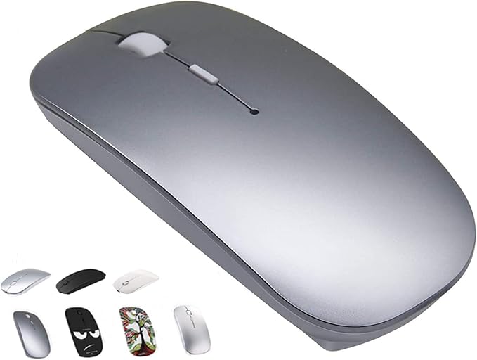 Bluetooth Wireless Mouse for MacBook Air Mac Pro Laptop Computer iPad Pad PC Laser Optical Rechargeable Mini Slim Silent Mouse Widely Used Desktop Hp iMac (Gray)