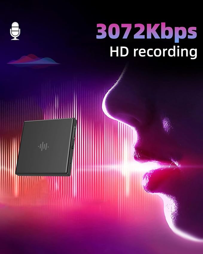 128GB Magnetic Voice Recorder,Audio Recorder with AI-Triple Intelligent Noise Cancellation,3072Kbps Recording Device with 9200Hours Store, Voice Activated Recorder for Lectures, Meetings, Intervie