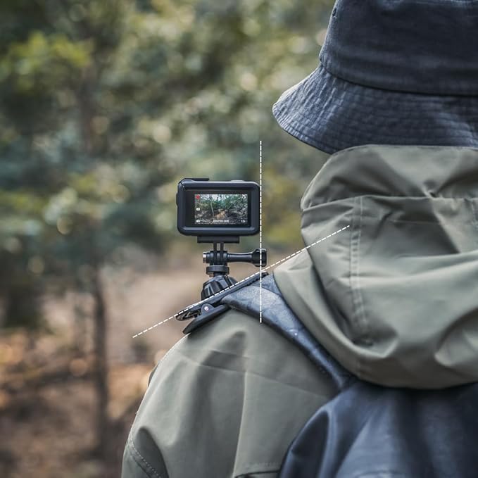 Backpack Shoulder Strap Mount, 360°Rotation Clamp Clip Mount Compatible with Gopro Hero 13/12/11/10/9/8, DJI Osmo Action 6/5Pro/4/3/2 and Most Action Cameras