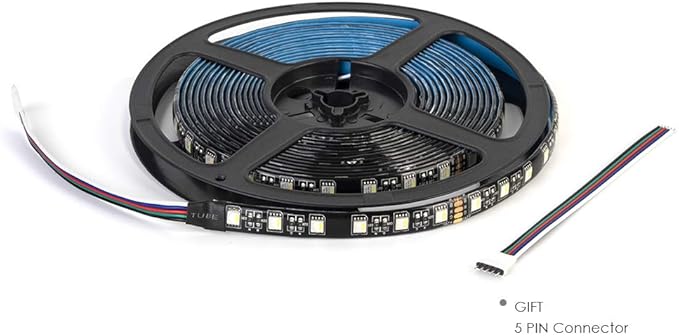 BTF-LIGHTING RGBW LED Strip Lights,UL Listed,5050 4 Colors in 1 RGB + 6000K-7000K Cool White,24V DC,16.4ft/5m 60LEDs/m 12mm Black PCB, IP65 Waterproof for Home Decoration(No Adapter or Controller)