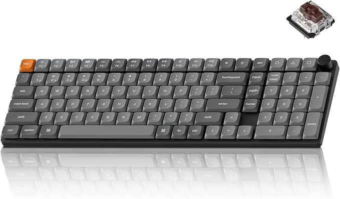 Keychron K17 Max 96% Layout QMK/Launcher Ultra-Slim Wireless/Type-C Wired Mechanical Keyboard with White LED Backlit, Low-Profile Gateron Mechanical Brown Switch Compatible with Mac Windows Linux