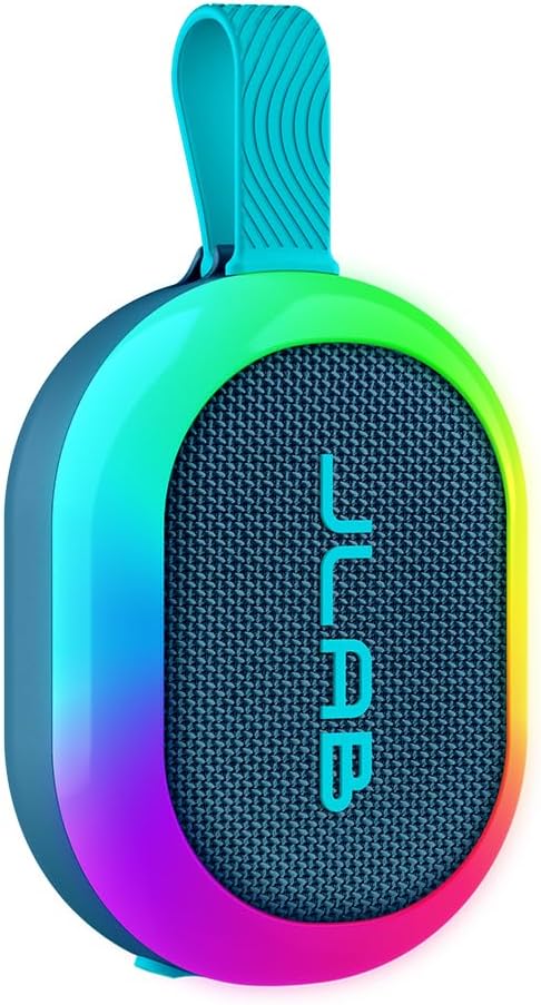 JLab, Pop Party, Portable Bluetooth Speaker, Waterproof, RGB LED Lighting, Navy