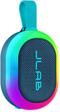 JLab, Pop Party, Portable Bluetooth Speaker, Waterproof, RGB LED Lighting, Navy