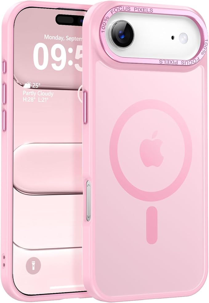 Newfuture Magnetic for iPhone Air Case [Compatible with Magsafe] [Military Grade Drop Protection] Translucent Matte Anti-Scratch Shockproof Protective Phone Cover 6.5 Inch, Chalk Pink