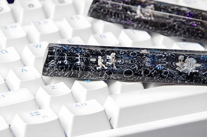 Blue Spaceship Astronaut Galaxy Artisan Spacebar Keycap SA Profile Custom Spacebar 6.25U Keycaps Handmade Gaming Resin Key Cap Cherry MX Switch Compatible Mechanical Keyboard Space Lover Gift