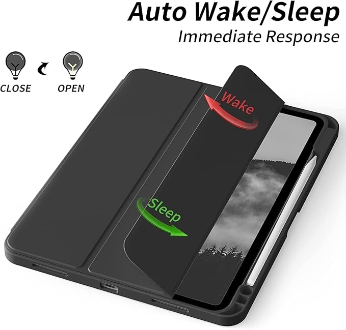 Case for iPad Pro 12.9-inch 2022/2021(6th/5th Gen),iPad Air 13 Inch(M4/M3/M2,2026/2025/2024) with Pencil Holder,2nd Gen Pencil Charging,Auto Sleep/Wake,Flexible TPU Protective Cover (Black)