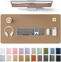 YSAGi Leather Desk Protector, Office Mat, Large Mouse Mat, Non-Slip PU Leather Blotter, Laptop Desk Mat, Waterproof Writing Pad for Office and Home (Khaki, 31.5" x 15.8")