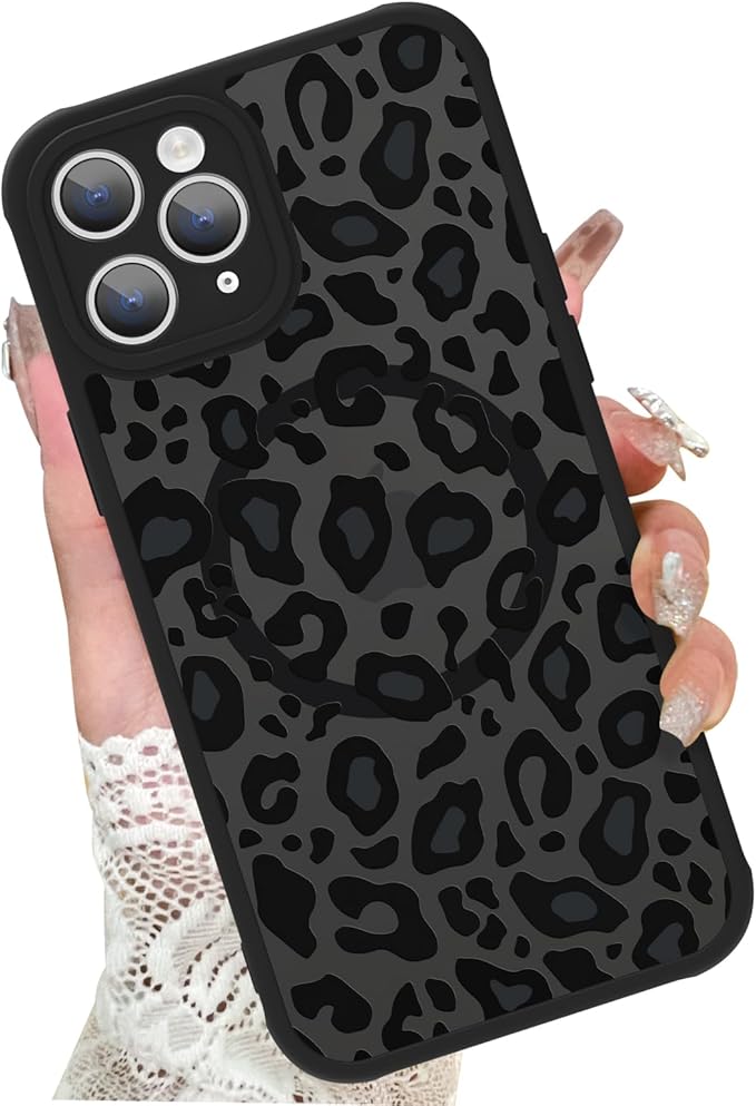 KANGHAR Case for iPhone 11 Pro Max Phone Case [Compatible with Magsafe] Leopard Printed Pattern Cute Cheetah Protective Magnetic Case for Girls Women Men 6.5"