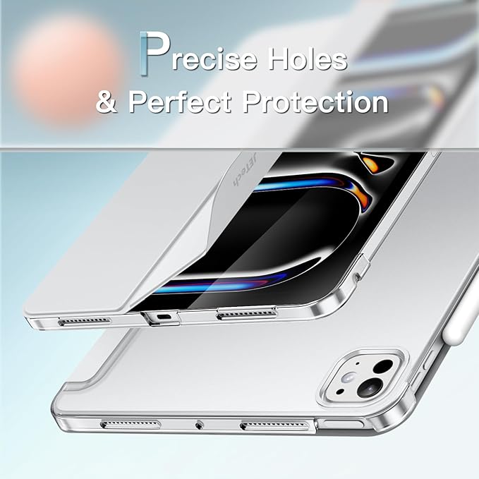 JETech Case for iPad Pro 11-Inch M5/M4 2025/2024 (6th/5th Generation), Slim Stand Hard Back Shell Smart Cover with Auto Wake/Sleep (Silver)