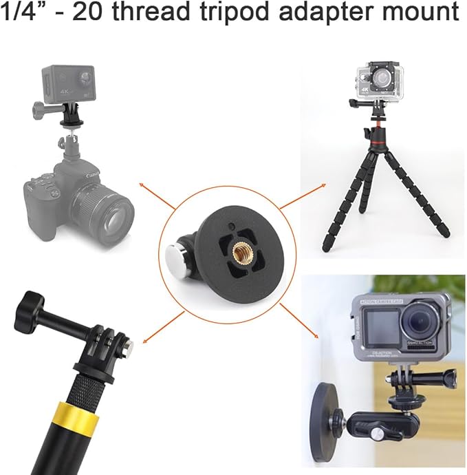 Action Camera Tripod Mount Adapter 1/4"-20 Conversion Adapter Converter Compatible with Gopro DJI Osmo Insta360 Sjcam Akaso for Tripod and Other 1/4 Accessories