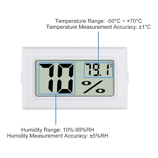 3Pcs Mini Digital Thermometer Hygrometer Electronic Temperature Humidity Gauge Meters Indoor LCD Display Fahrenheit for Greenhouse,Garden,Car Cellar and Office