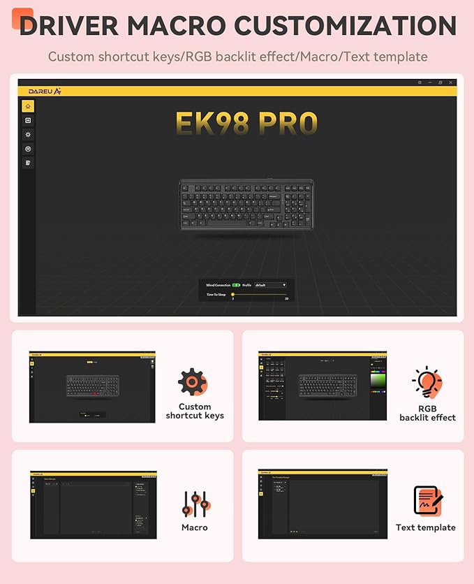 DAREU EK98pro Sakura Pink Wireless Mechanical Keyboard,Tri-Mode BT/2.4GHz/USB-C Creamy Gaming Keyboard with Number Pad,Gasket Structure,Hot Swappable Custom,RGB Backlit for Win/Mac