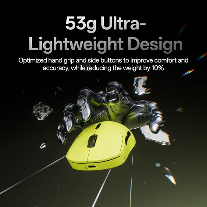 Rapoo VT2 MAX Wireless Gaming Mouse, True 8K Wireless Polling Rate, 53g Lightweight, Up to 750 Hr Battery, Nordic nRF54L15 MCU, 120-Million Optical Switch, 10 Programmable Buttons, Macro Enabled