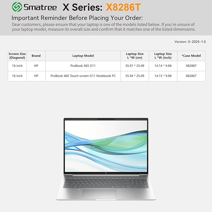 Smatree Hard EVA Protective Sleeve Case Compatible for 16 inch HP ProBook 465/460 G11, Anti-Shock and Waterproof Laptop Case (X8286T)