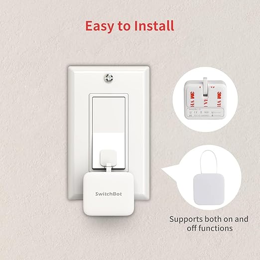 SwitchBot Smart Switch Button Pusher with Remote- Bluetooth Fingerbot for Rocker Switch/One-Way Button, Automatic Light Switch, Timer and APP Control, Works with Alexa When Paired with SwitchBot Hub