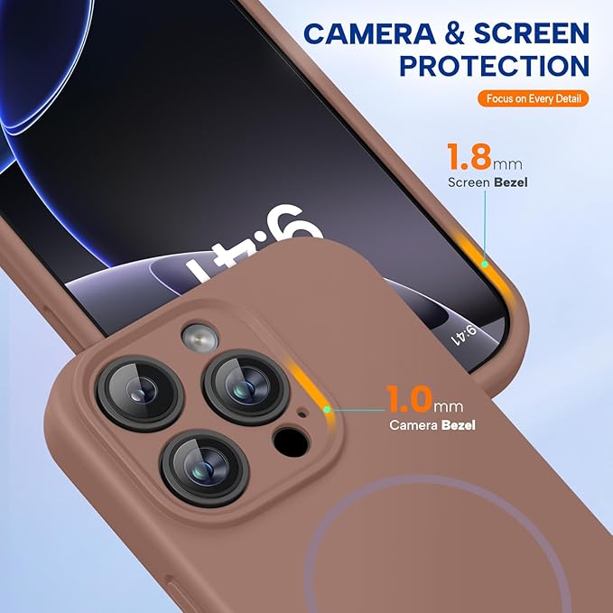 Miracase Magnetic for iPhone 16 Pro Max Case, [Soft Anti-Scratch Microfiber Lining], Compatible with MagSafe, Liquid Silicone Case Shockproof Drop Protection Phone Case for 16 ProMax,Chocolate
